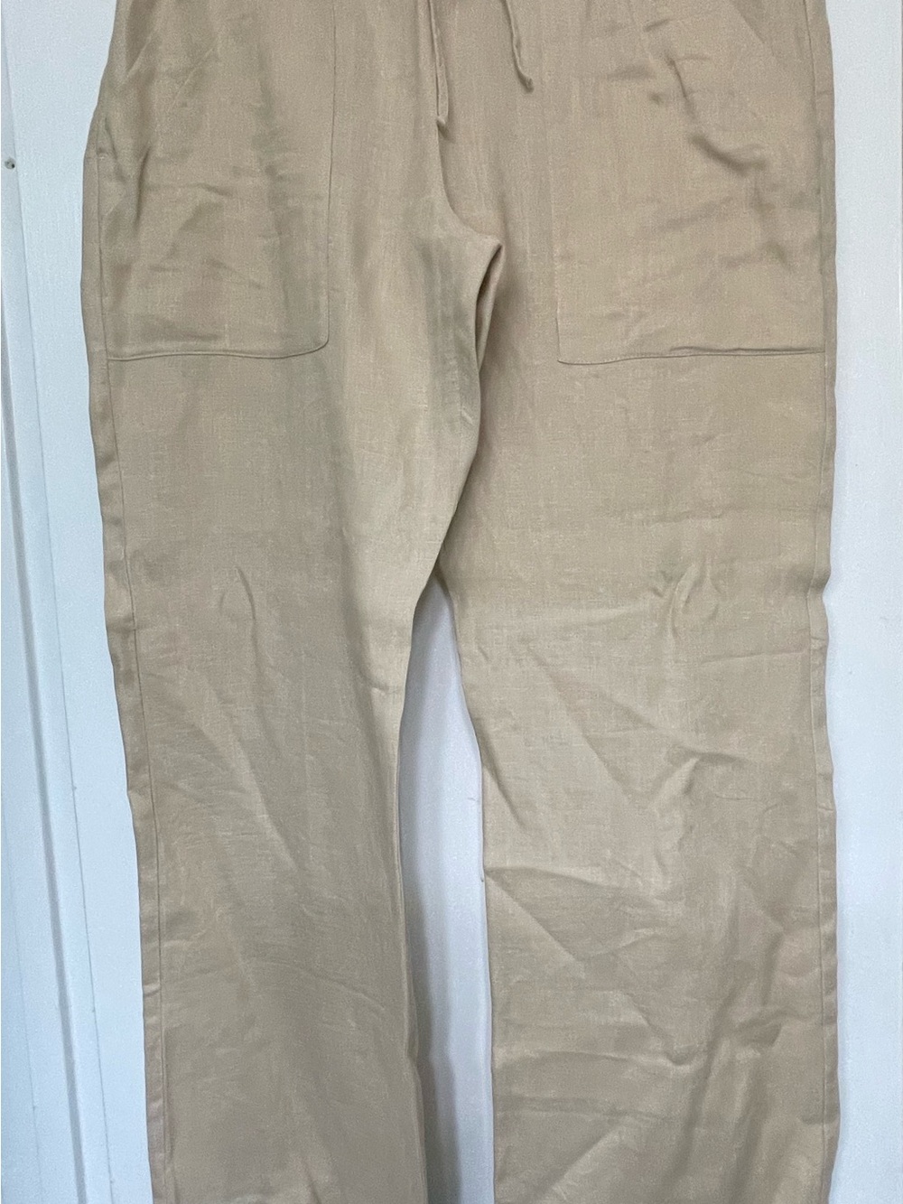 Beautiful Women’s Casual Drawstring Wide Leg Pants in Beige